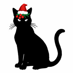 Christmas cat vector, Hand Drawn Cats Vector Illustration,
