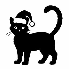 Christmas cat vector, Hand Drawn Cats Vector Illustration,