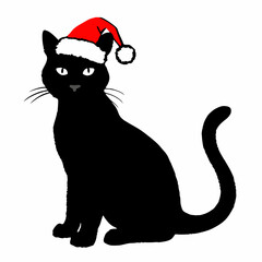Christmas cat vector, Hand Drawn Cats Vector Illustration,