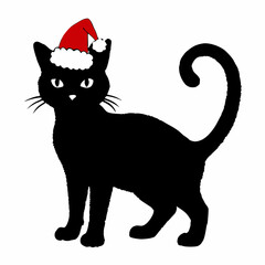Christmas cat vector, Hand Drawn Cats Vector Illustration,