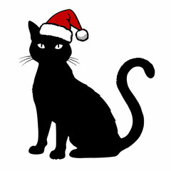 Christmas cat vector, Hand Drawn Cats Vector Illustration,