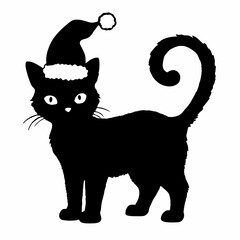 Christmas cat vector, Hand Drawn Cats Vector Illustration,