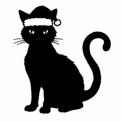 Christmas cat vector, Hand Drawn Cats Vector Illustration,