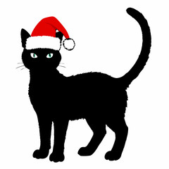 Christmas cat vector, Hand Drawn Cats Vector Illustration,