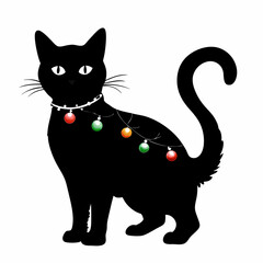 Christmas cat vector, Hand Drawn Cats Vector Illustration,