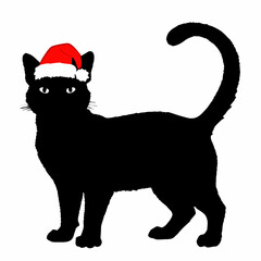 Christmas cat vector, Hand Drawn Cats Vector Illustration,