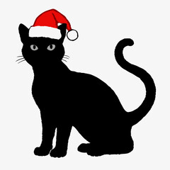 Christmas cat vector, Hand Drawn Cats Vector Illustration,