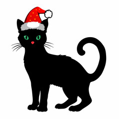 Christmas cat vector, Hand Drawn Cats Vector Illustration,