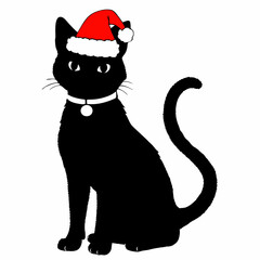 Christmas cat vector, Hand Drawn Cats Vector Illustration,