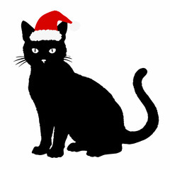 Christmas cat vector, Hand Drawn Cats Vector Illustration,