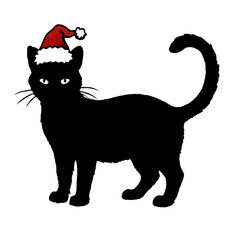 Christmas cat vector, Hand Drawn Cats Vector Illustration,
