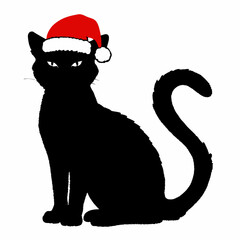 Christmas cat vector, Hand Drawn Cats Vector Illustration,