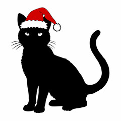 Christmas cat vector, Hand Drawn Cats Vector Illustration,