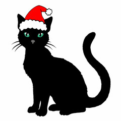 Christmas cat vector, Hand Drawn Cats Vector Illustration,