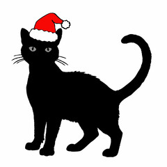 Christmas cat vector, Hand Drawn Cats Vector Illustration,