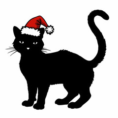 Christmas cat vector, Hand Drawn Cats Vector Illustration,