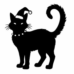 Christmas cat vector, Hand Drawn Cats Vector Illustration,