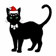 Christmas cat vector, Hand Drawn Cats Vector Illustration,
