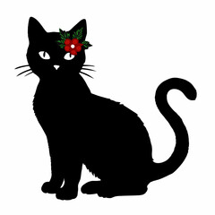 Obraz premium Christmas cat vector, Hand Drawn Cats Vector Illustration,