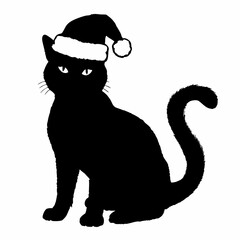 Christmas cat vector, Hand Drawn Cats Vector Illustration,