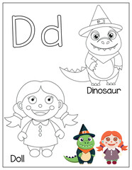 Halloween coloring pages for kids letter D 
