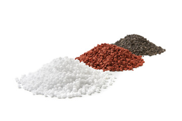 Chemical fertilizers nitrogen, phosphorus, potassium isolate on white background
