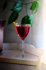 red cocktail campari in elegant glass