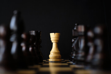 Chess white rook near black