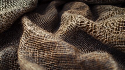 Fototapeta premium Burlap Retro Style Background: Close up of Woven Fabric Texture in Dark Brown