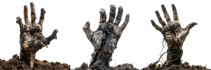 Three Zombie Hands Emerging from the Ground