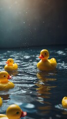 Bright and playful D yellow rubber ducky model.