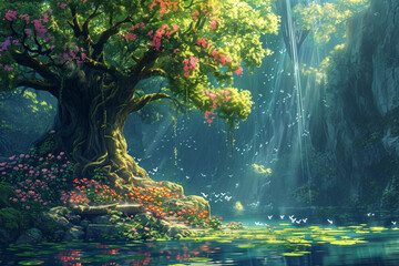 landscape with trees