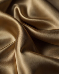 Obraz premium Close-up of luxurious gold silk fabric with soft folds and elegant texture