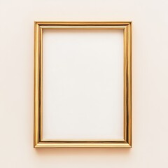 Gold frame with a white background. An empty picture frame for painting or drawing on an isolated white background