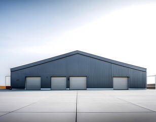Obraz premium clean warehouse building exterior minimal design white background