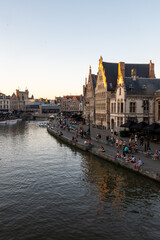 Obraz premium Ghent at dusk, summer evening