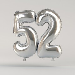 Silver balloon in the shape of number 52