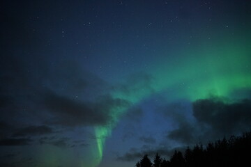 aurora borealis over the mountains