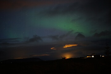 aurora borealis over the mountains