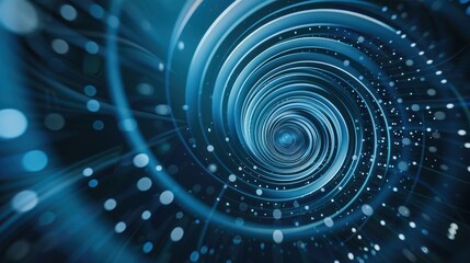 Fototapeta premium Abstract Blue Spiral with Glowing Particles
