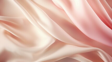 Obraz premium A soft, flowing fabric in shades of cream and pink, creating an elegant and serene visual texture.