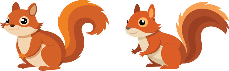 Vector of cartoon squirrel illustration on white 