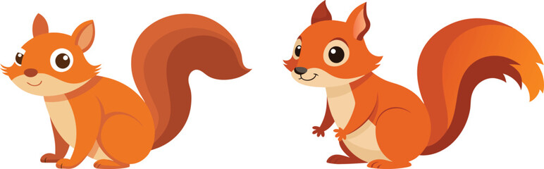 Vector of cartoon squirrel illustration on white 