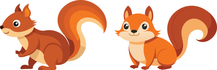 Vector of cartoon squirrel illustration on white 