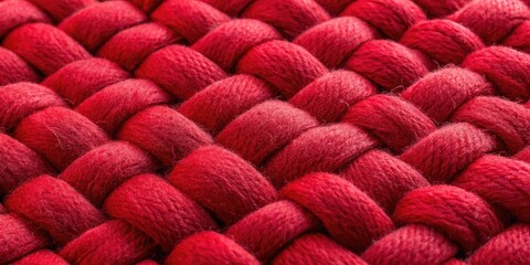 The red woven texture forms a bold and intricate design.