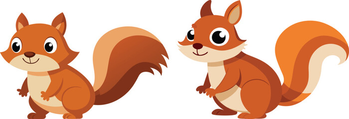 Vector of cartoon squirrel illustration on white 