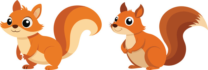 Vector of cartoon squirrel illustration on white 