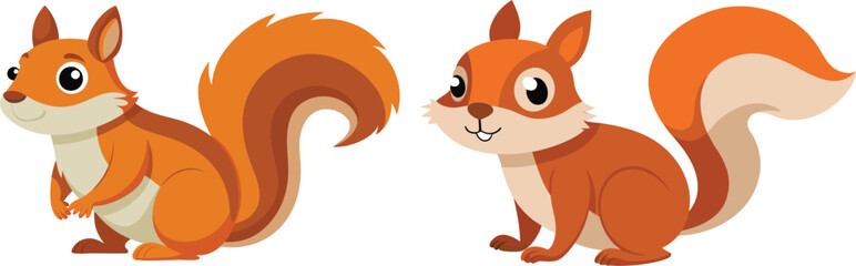 Vector of cartoon squirrel illustration on white 