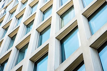 Modern office building facade with repeating geometric patterns