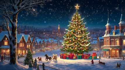 christmas tree in the town